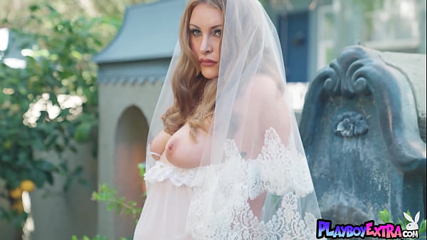Passionate Red Cougar Taking Off Her Wedding Dress Outdoor thumbnail