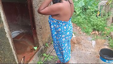 Hottest desi step sis bathing outside