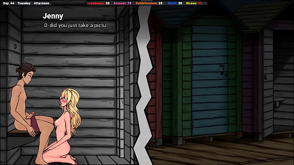 Jenny walked into the locker room and found an exhibitionist jerking off.
