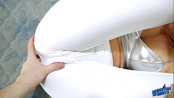 Big Tits Puffy Cameltoe Babe In Tight White Spandex Leggings thumbnail