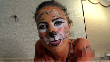 Babe in Tigress Bodypainting Blowjob and Doggy Fucking – Amateur