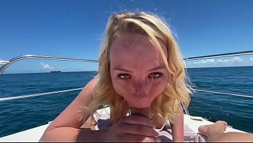 Dixie Lynn Takes Cum Shot In Mouth On A Boat After Great Deepthroat And Hot Fuck thumbnail