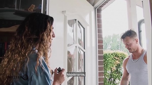 Skinny brunette MILF fucking the maintenance man 