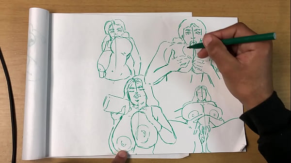 Busty Girls Sketches | Marker Art Of Huge Tits | Titty Fuck, Sexy Pose | Big Boobs thumbnail