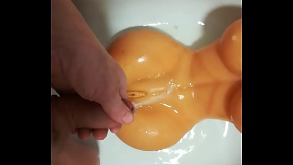 Pissing all over pussy and tits