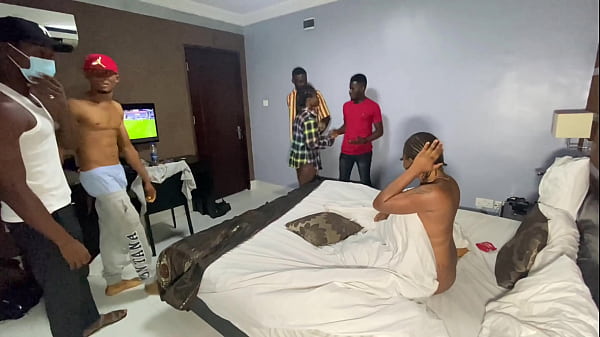 Lesbians caught at the hotel room and fucked by their boyfriends 