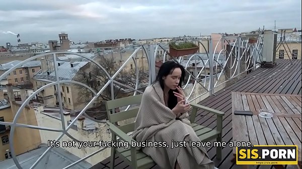 Catches Juicy Leyla Smoking Outside And Gives His Cock thumbnail