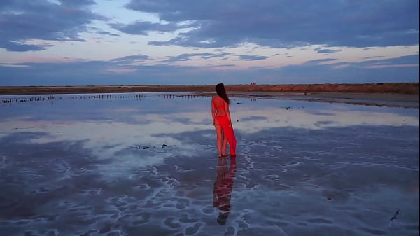Walk on Red Sunset of Elton Salt Lake