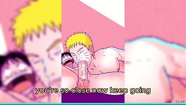 Naruto Sucking Luffy Huge Cock Deepthroat - Intense Gay Blowjob Close Up