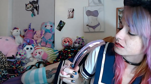 Pet Play Fetish Model Ladythetramp "live Neko Hentai" Furry Tail Butt Plug Cosplay, Glass Toys And Big Dildo thumbnail