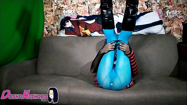 DashaNoihara #32 - Femboy, blue hair, blue pantyhose, leather boots and nylon gloves 
