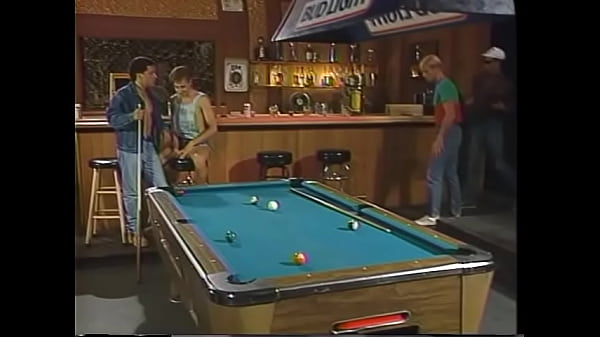 Homo guys are enjoy mutual blowjobs  on the pool table in the bar 