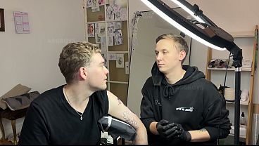Sexy Tattoo Artist Gets his Cock Sucked while Eating Client&rsquo_s Big Ass until He Cums Messily