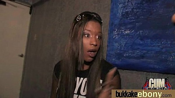 Ebony Cum Slut Hottie Bukkake Party 18 