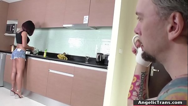 Hunk guy fucks Thai ladyboy Micky hard in cowgirl style 