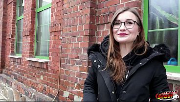 German Scout - German Small Glasses Student Tiny Emily Pick Up And Talk To Casting Fuck thumbnail