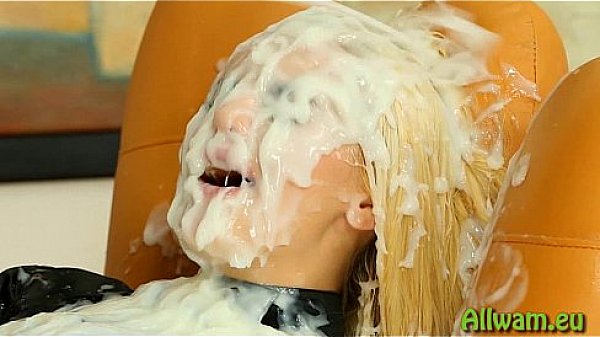Hot Blonde Covered In Fake Cum thumbnail