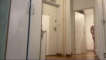 I dropped the towel in front of the delivery man again. Naked with stranger. 