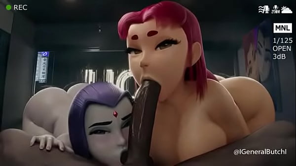 Raven Y Starfire Chupando Pene 