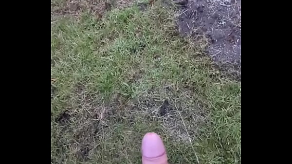 Jerking off outside big cumshot #2