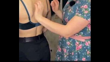 Showing bras and underwear in the store 