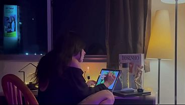 Nonton Girlfriend Drawing Peace Y Until I Surprise Her With Hard Fuck From Behind thumbnail