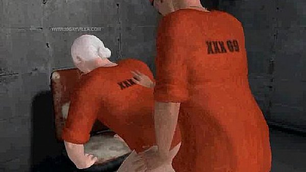 Hot oral sexy with two sexy 3D jailhouse hunks 