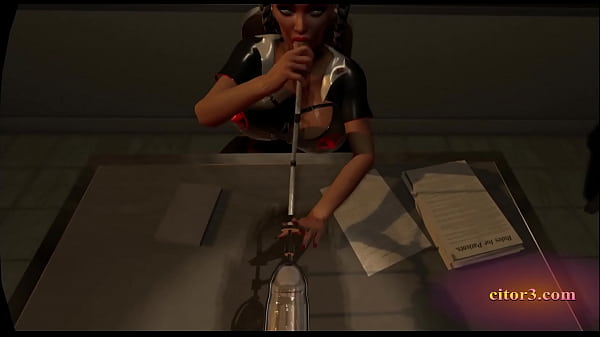 Citor3 a blonde nurse wearing latex uses a straw to pull out cum 