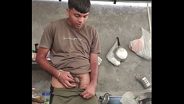 Indian solo boy rotating his small cock