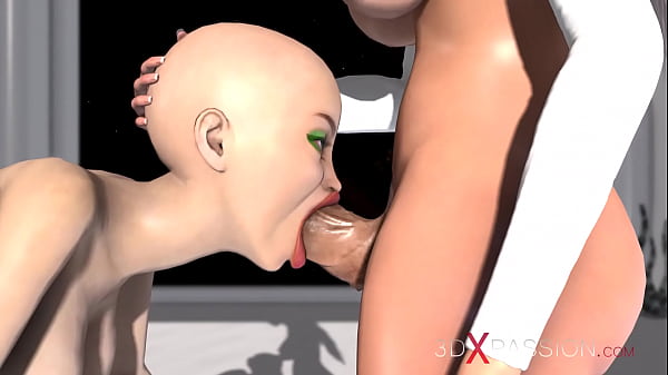 Sci-fi Sex. 3d Sexy Space Shemale Fucks A Bald Head Shaved Girl. thumbnail