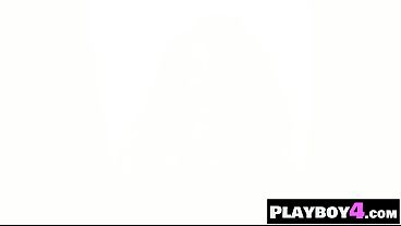 Petite ebony MILF pornstar Alexis Tae sensual masturbation after interview