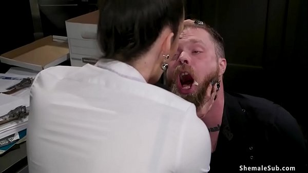 Beardy Evidence Man Mike Panic Sucks Big Cock To Brunette Shemale Detective Melanie Brooks Then She Anal Fucks Him On Desk In Evidence Room thumbnail