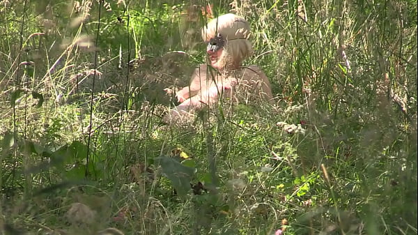 Voyeur looks out in nature as milf undresses and enjoys the forest Admiring the beauty of the female body in early pregnancy 