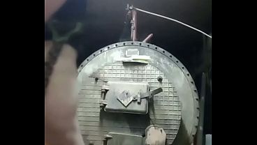 Only iron chains can make this gay man not cum right on the floor while masturbating! (he has a small dick! looooool!)