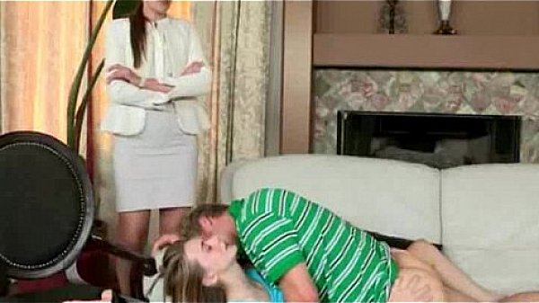 Sexy Stepmom In Glasses Caught Teen Couple Fucking On The Couch thumbnail