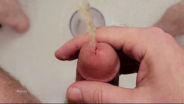 Fountains of piss and cum from my cock, with slow motion replays