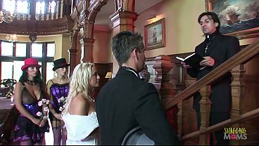 Nonton The Wedding Commences But Once The Chants Begin The Milf Bridesmaids Feel Uneasy. Soon Their Devilish Instincts Kick In So They Grab The Husband, Wife, And Pastor To Get Their Tushies Shagged With Dp. thumbnail