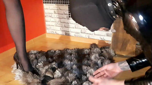 Foot dominance. Fetish of beautiful and slender legs. Shoes worship. 