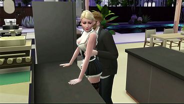Empregada safada &eacute_ fodida pelo chefe em casa. The Sims 4