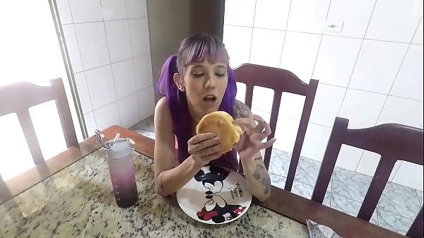 Food Fetish - Eating A Burger Through The Ass thumbnail