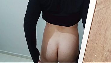 Young guy taking off his pants and showing off his hot ass