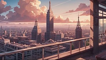 Nonton Lounge Bar In Soho Hotel In The Rooftop Sunset - Ai Interactive Video thumbnail