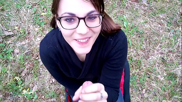 Nerdy girl sucks in the forest 