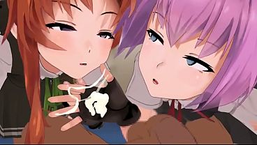 Kagerou &amp_ Shiranui double blowjob