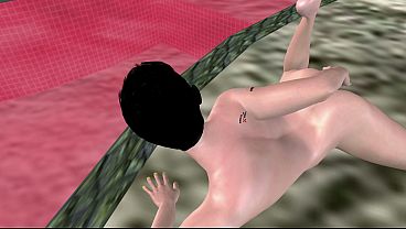 Ripped Stud Fingers Tight Ass Poolside - Animated Solo Male Porn