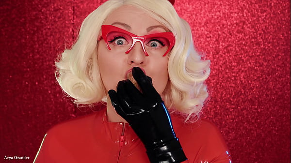 Mukbang ASMR: Eating Chewing Chocolate Car - Latex blonde close up video mouth fetish