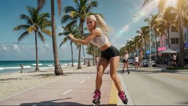 Pigtail Blonde Rollerblading Slut Gets Fucked On Miami Beach Ai Generated thumbnail