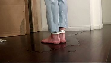 Slim Milf Needs To Pee And Wetting Her Slacks While Tied Up thumbnail