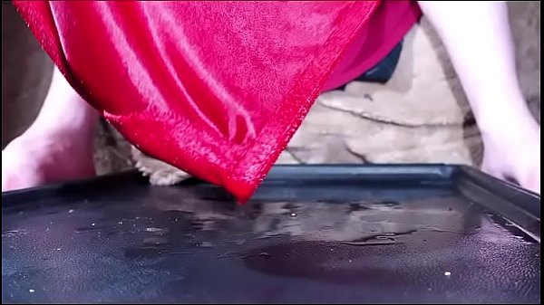 Pissing Red Silky Knickers Until Wet And Dripping With Pee thumbnail