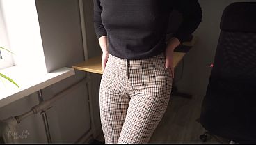 Hot Secretary Teases Camel Toe In Office Trousers 